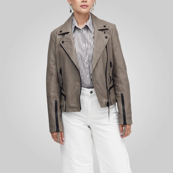 Bod & Christensen Red Oversized Irida Leather Moto Jacket - Picture 8 of 12